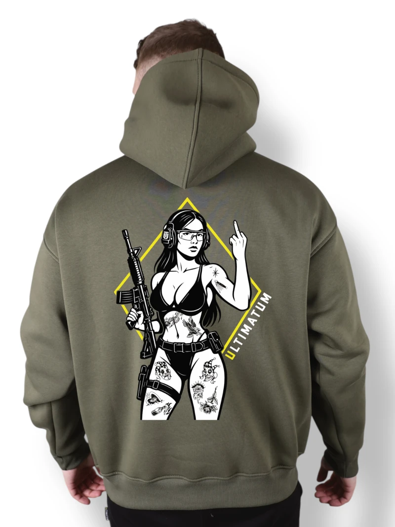 Худи футер с принтом №14 ULTIMATUM Олива