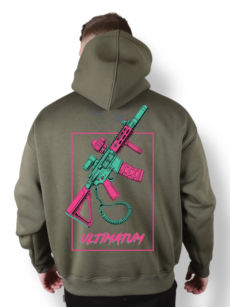 Худи футер с принтом №15 ULTIMATUM Олива